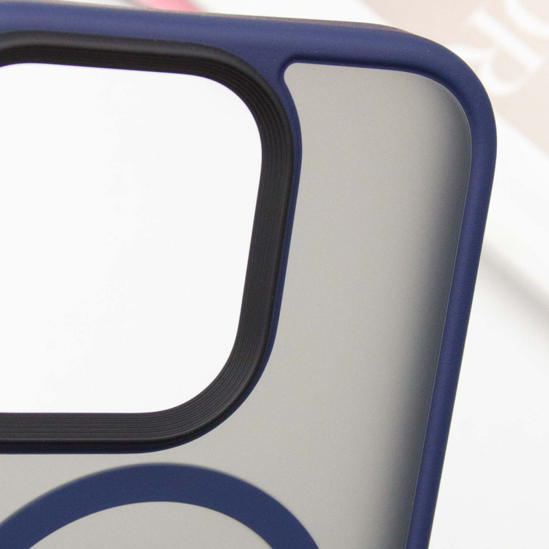 Купить TPU+PC чехол Metal Buttons with Magnetic Fit для Apple iPhone 16 Pro (6.3") (Синий / Navy Blue) на vchehle.ua