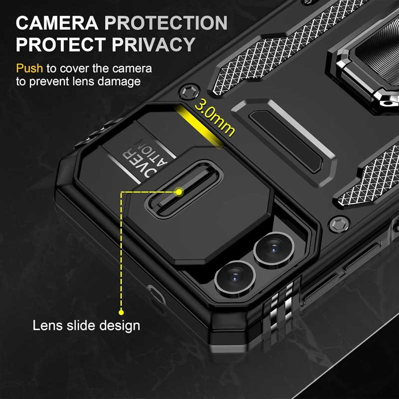 Фото Удароміцний чохол Camshield Army Ring на Samsung Galaxy A08 / A07 (Чорний / Black) в маназині vchehle.ua