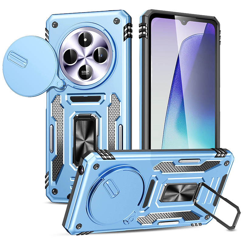 Удароміцний чохол Camshield Army Ring на Xiaomi Redmi 14C / 17C / A4 / Poco C75 (Блакитний / Light Blue)