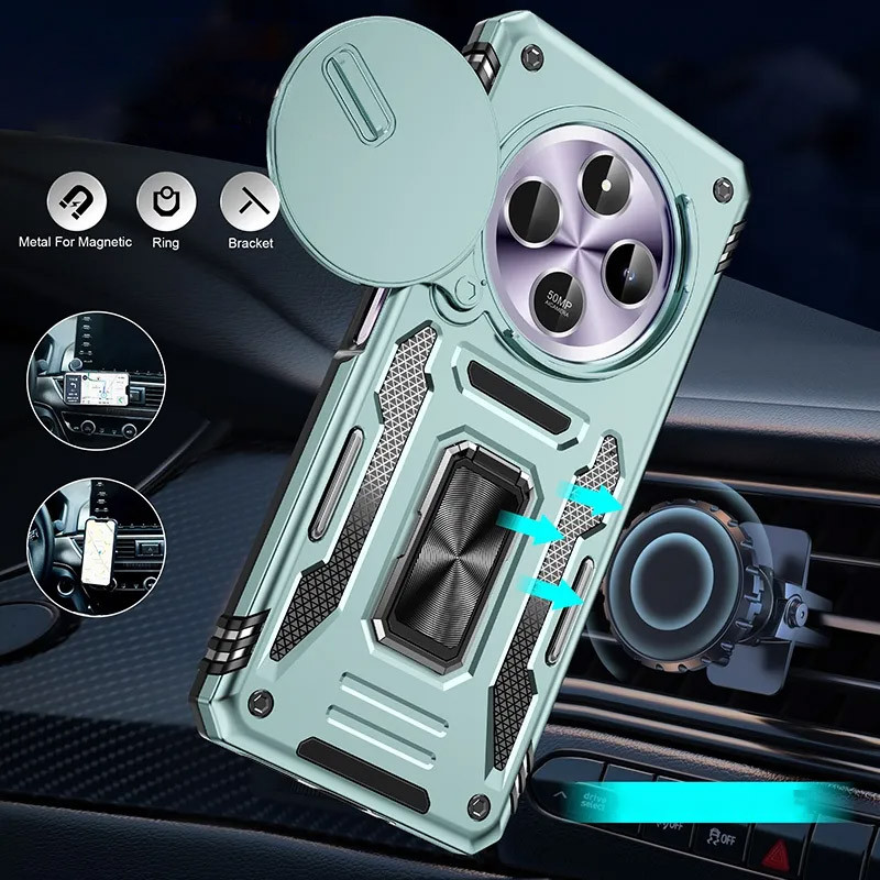 Купити Удароміцний чохол Camshield Army Ring на Xiaomi Redmi 14C / 17C / A4 / Poco C75 (Зелений / Light Green) на vchehle.ua