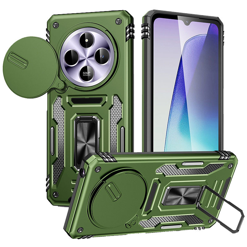 Удароміцний чохол Camshield Army Ring на Xiaomi Redmi 14C / 17C / A4 / Poco C75 (Оливковий / Army Green)