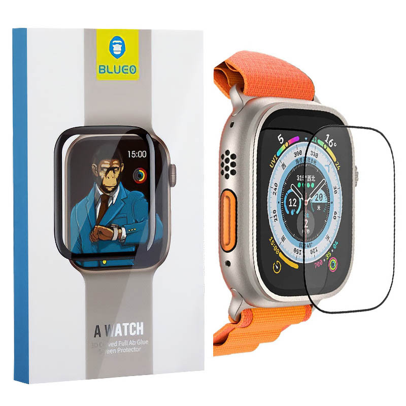 Защитное 2.5D стекло Blueo Corning Gorilla Glass для Apple Watch Ultra 1/2/3/4 49mm (Черный)