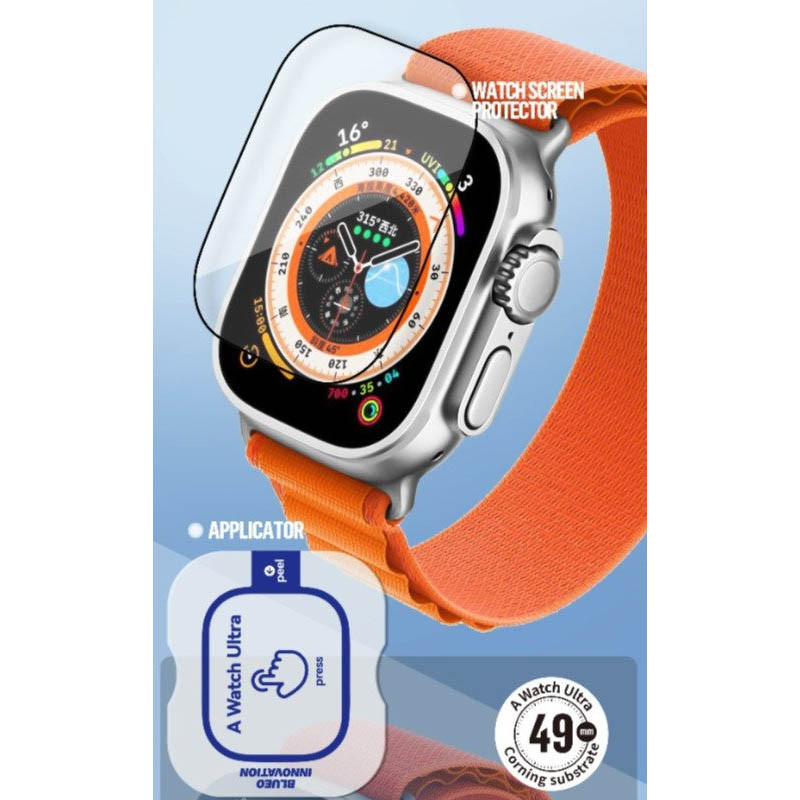 Фото Защитное 2.5D стекло Blueo Corning Gorilla Glass для Apple Watch Ultra 1/2/3/4 49mm (Черный) на vchehle.ua