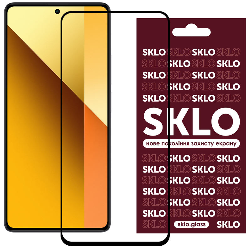 Защитное стекло SKLO 3D для Xiaomi Redmi Note 13 5G/13 Pro 4G/5G / 14s / Poco M6 Pro 4G / F6 Pro (Черный)