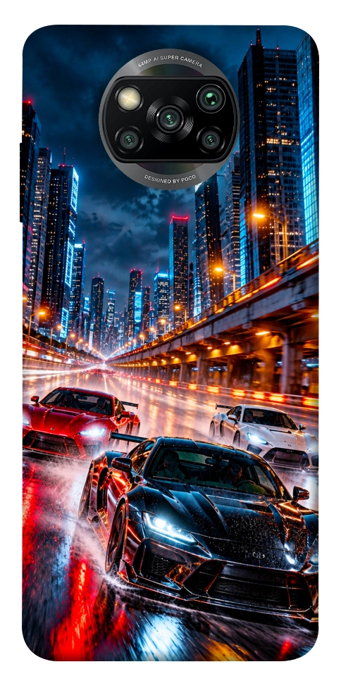 Чехол Night city cars для Xiaomi Poco X3 NFC