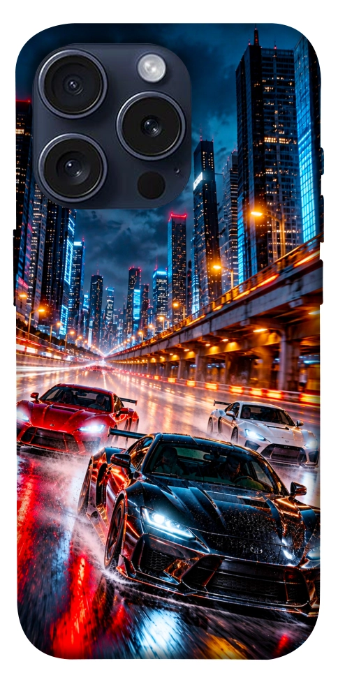 Чехол Night city cars для iPhone 15 Pro