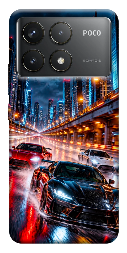 Чехол Night city cars для Xiaomi Poco F6 Pro