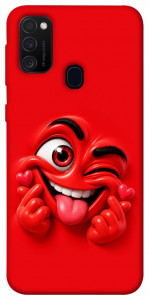 Чохол Червоний-сердцеїд для Samsung Galaxy M30s﻿