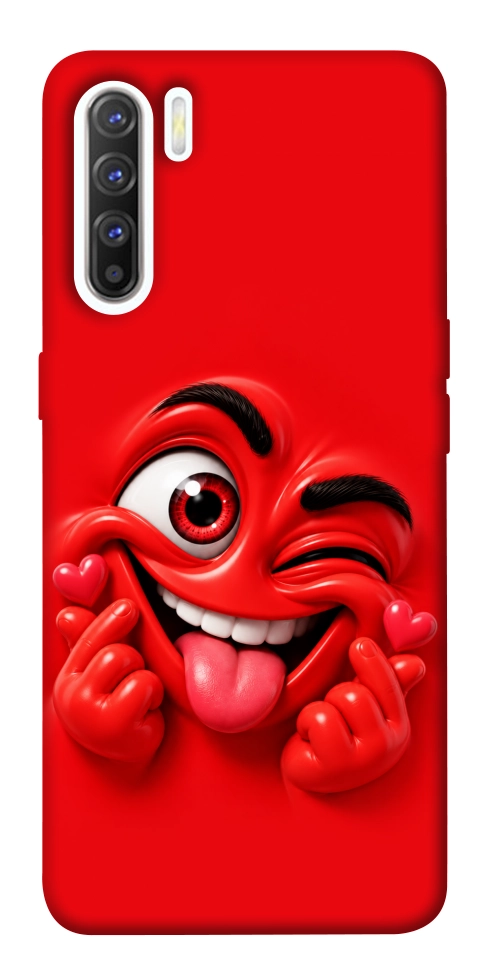 Чохол Червоний-сердцеїд для Oppo Reno 3