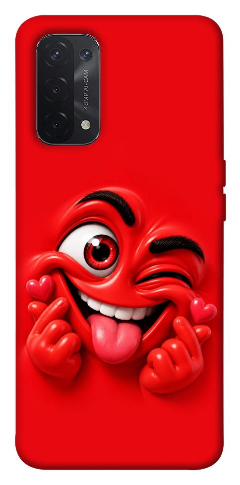 Чохол Червоний-сердцеїд для Oppo A74 5G