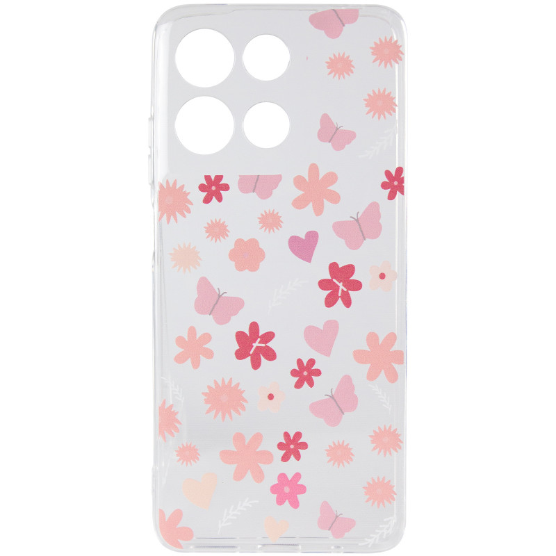 Фото Чохол TPU Clear Joy на Motorola Moto G17 Power (Butterfly Garden) на vchehle.ua