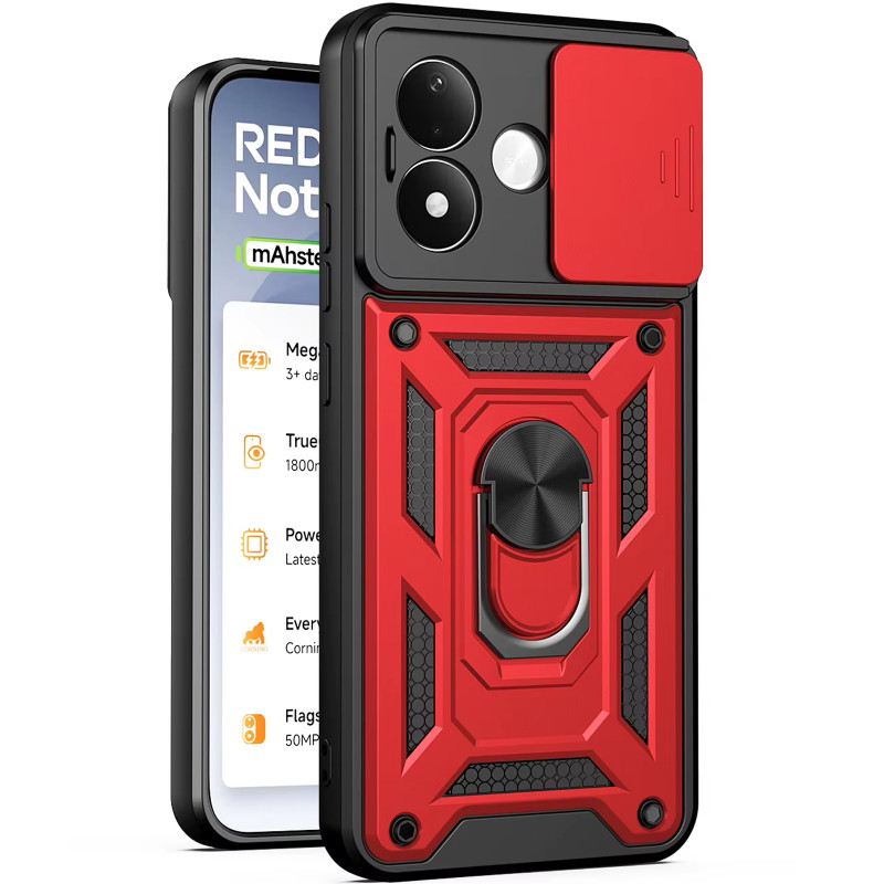 Ударопрочный чехол Ummi Camshield Serge Ring для Xiaomi Redmi Note 17 (Красный / Red)