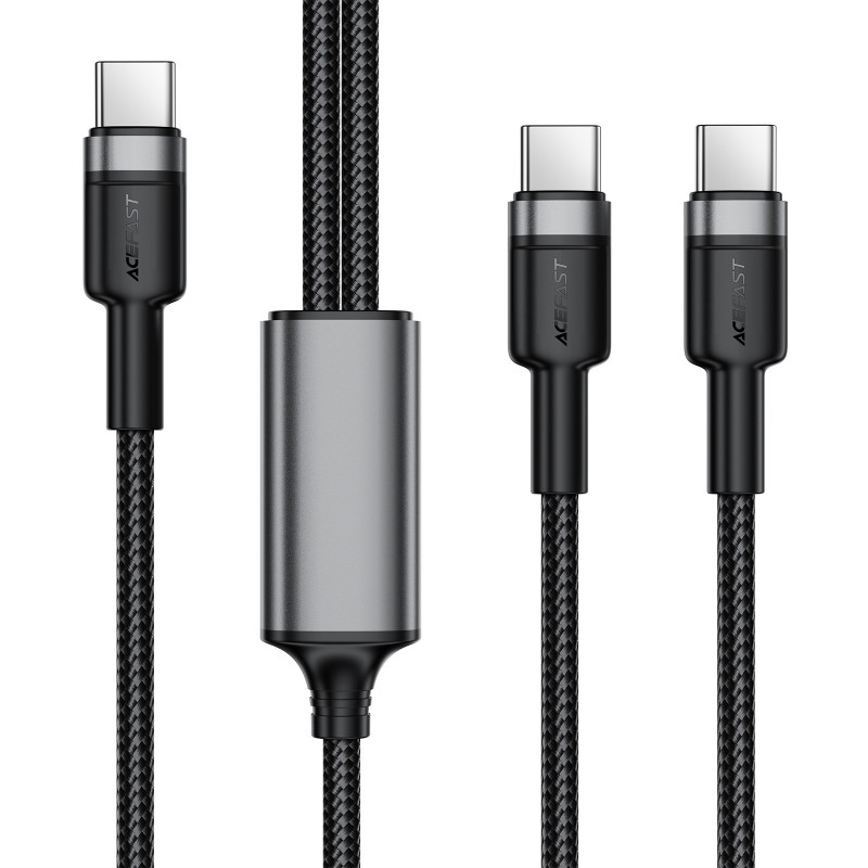 Дата кабель Acefast C22-02 2in1 Type-C для Type-C/Type-C 100W (1.2m) (Black)