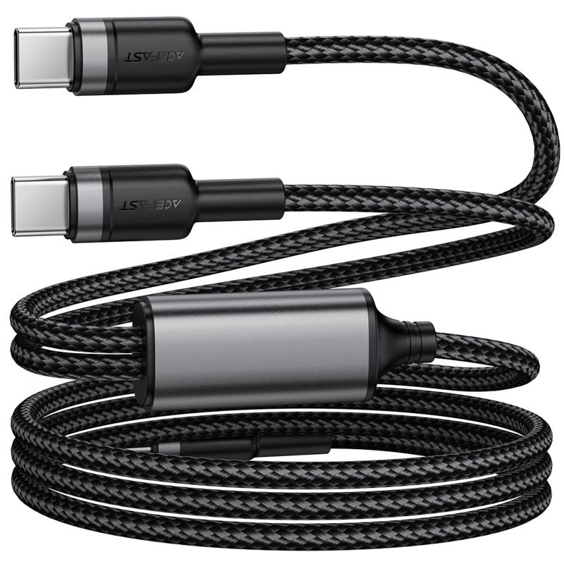 Фото Дата кабель Acefast C22-02 2in1 Type-C для Type-C/Type-C 100W (1.2m) (Black) в маназині vchehle.ua