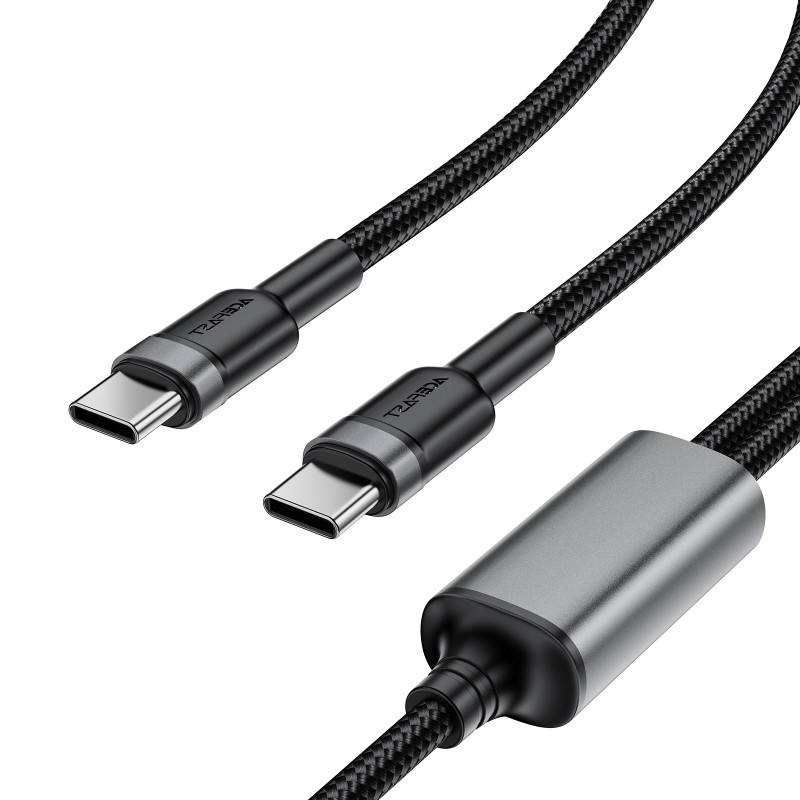 Дата кабель Acefast C22-02 2in1 Type-C для Type-C/Type-C 100W (1.2m) (Black) в магазині vchehle.ua