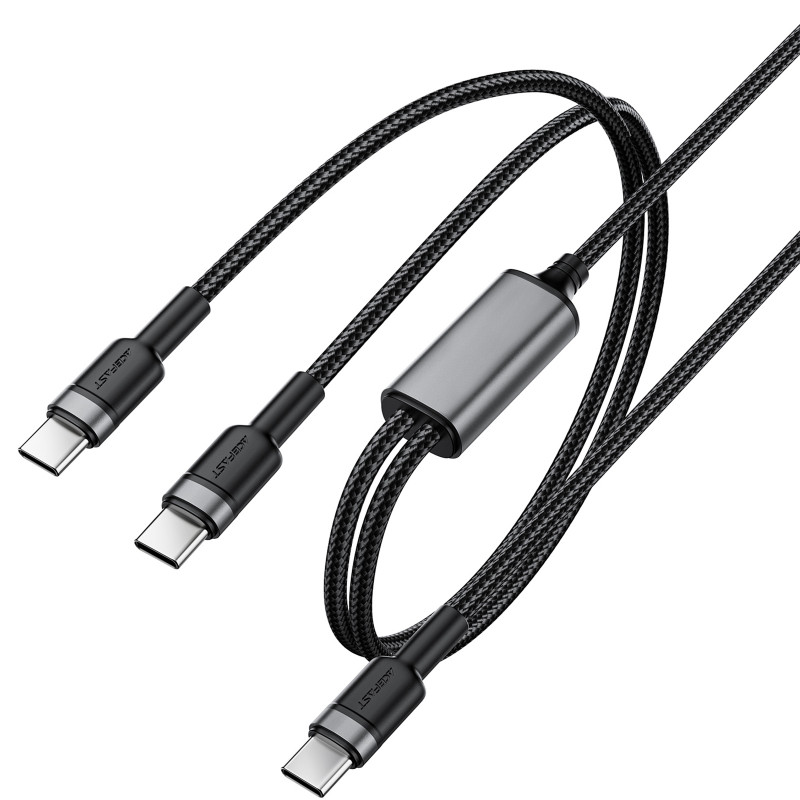 Купити Дата кабель Acefast C22-02 2in1 Type-C для Type-C/Type-C 100W (1.2m) (Black) на vchehle.ua