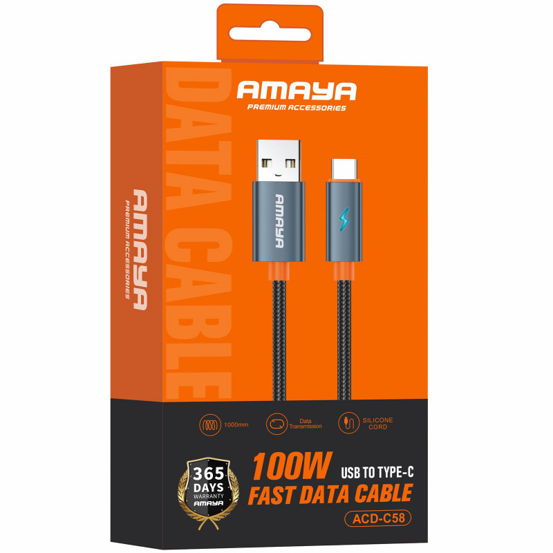 Фото Дата кабель Amaya 58C USB to Type-C 100W (1m) (Gray) на vchehle.ua