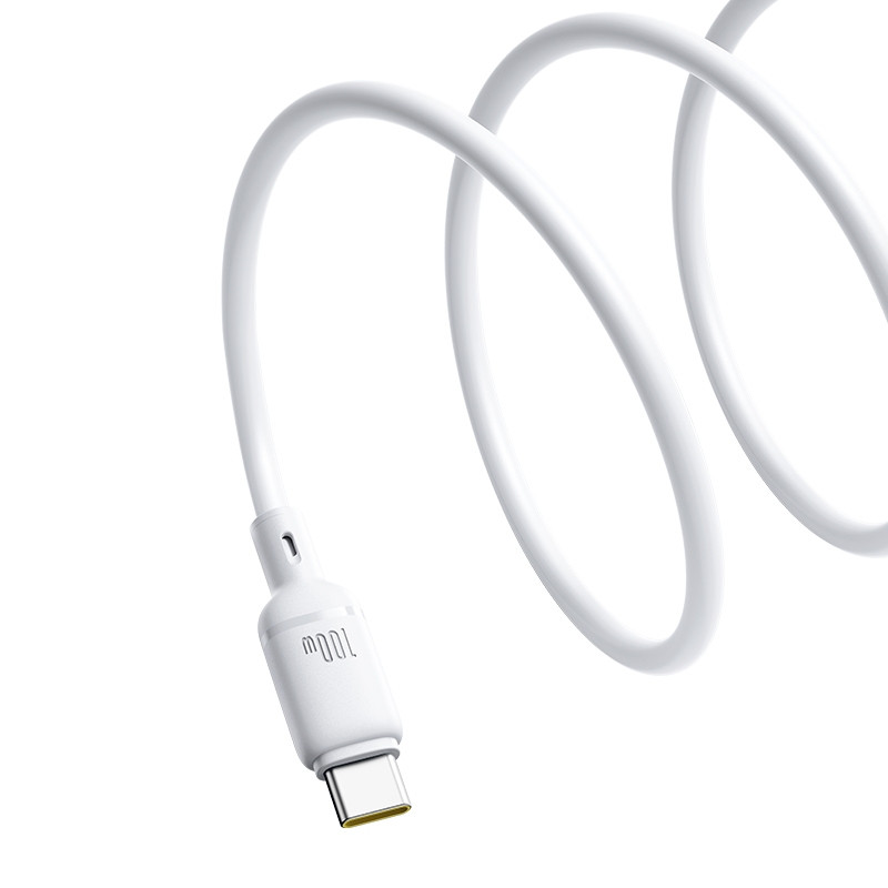 Дата кабель Baseus Silky Series OS Fast Charging USB Type-C 100W (2m) (P10377703) (Moon White) в магазині vchehle.ua