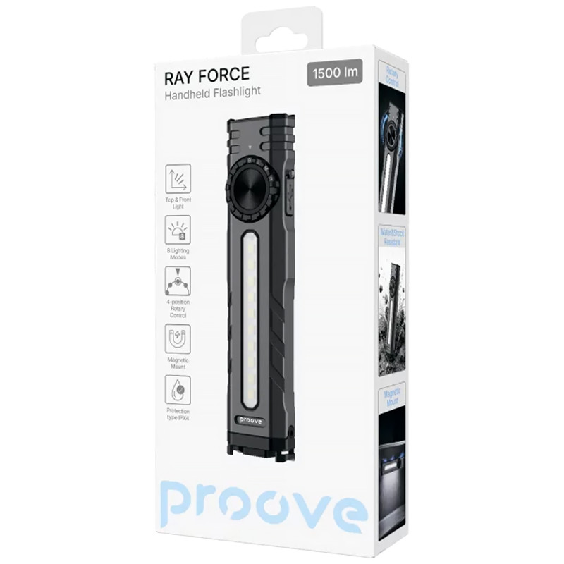 Фото Фонарь аккумуляторный Proove Ray Force (1500lm 1000mAh) (Gray) на vchehle.ua