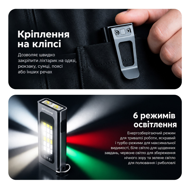 Фонарь аккумуляторный Proove Ray Go (500lm 1000mAh) (Gray) в магазине vchehle.ua