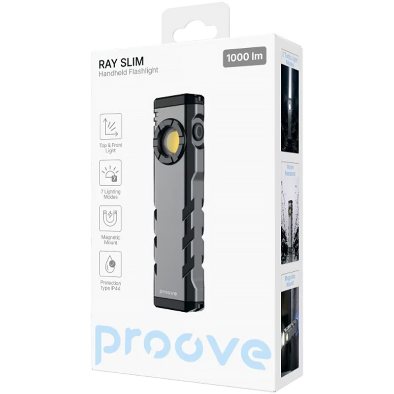 Фото Фонарь аккумуляторный Proove Ray Slim (1000lm 1000mAh) (Gray) на vchehle.ua