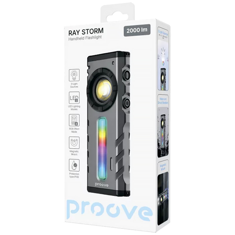 Фото Фонарь аккумуляторный Proove Ray Storm (2000lm 1000mAh) (Gray) на vchehle.ua