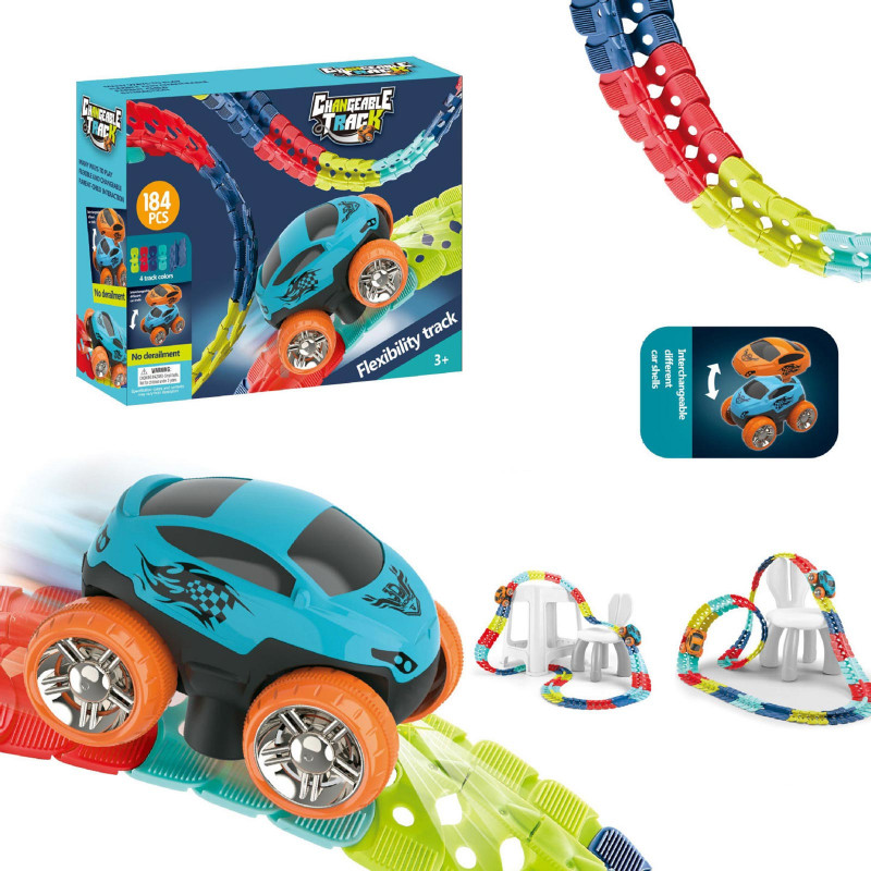 Фото Інтерактивний трек з інерційною машинкою SHT 388 Changeable Trak (184pcs/1CAR) (Colorful) на vchehle.ua