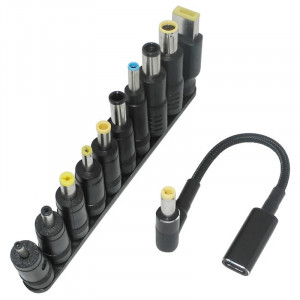 Кабель USB-C Female to DC 100W с набором переходников для ноутбука 10in1