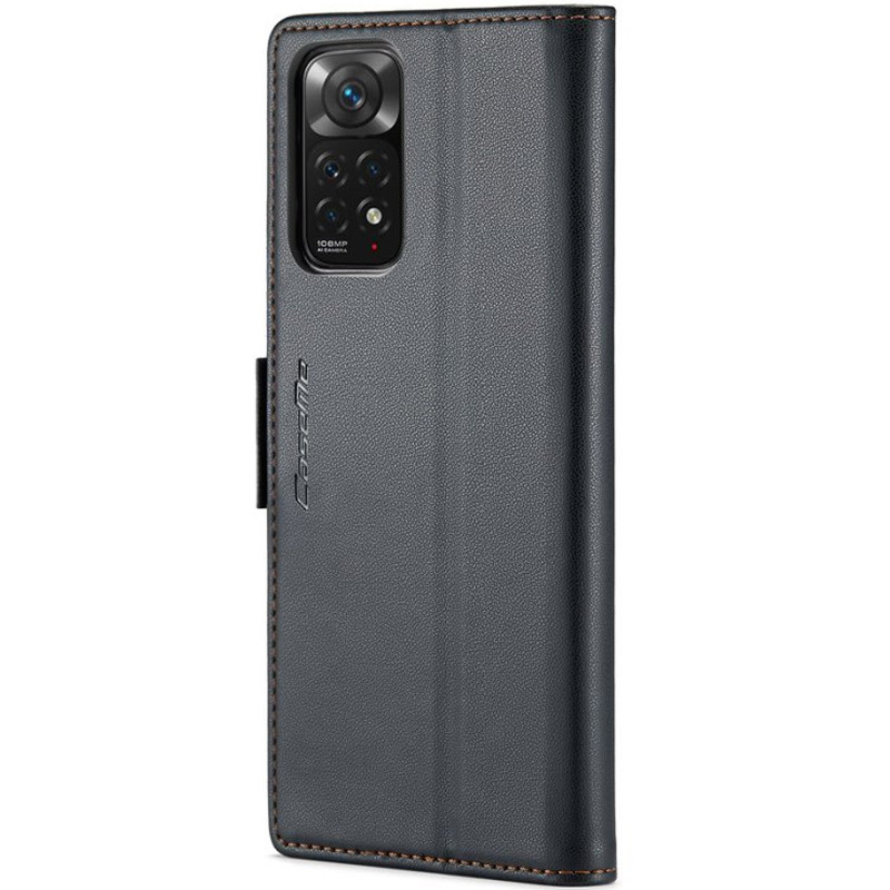 Фото Шкіряний чохол-книжка CaseMe Nappa leather на Xiaomi Redmi Note 11 (Global) / Note 11S / 12S (Black) на vchehle.ua