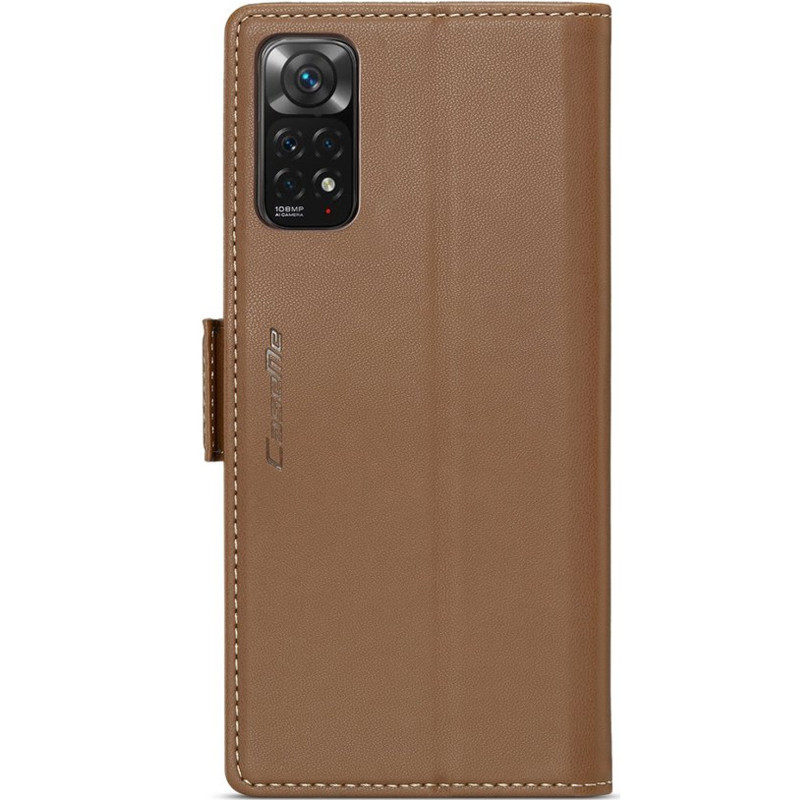 Шкіряний чохол-книжка CaseMe Nappa leather на Xiaomi Redmi Note 11 (Global) / Note 11S / 12S (Brown) в магазині vchehle.ua