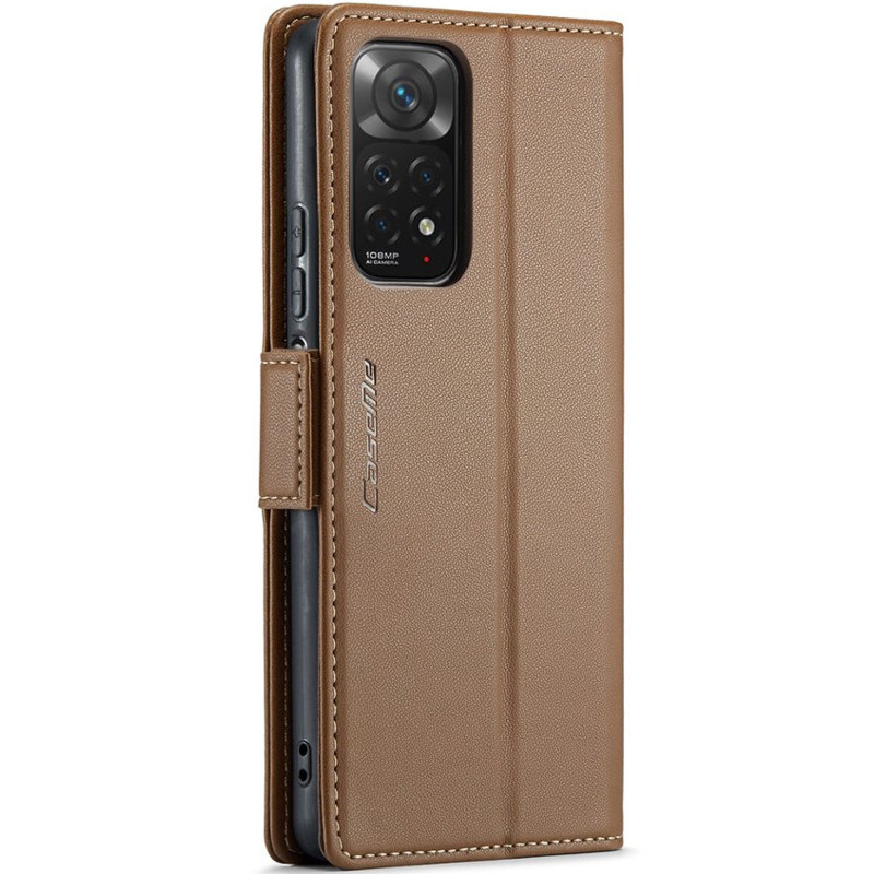 Замовити Шкіряний чохол-книжка CaseMe Nappa leather на Xiaomi Redmi Note 11 (Global) / Note 11S / 12S (Brown) на vchehle.ua