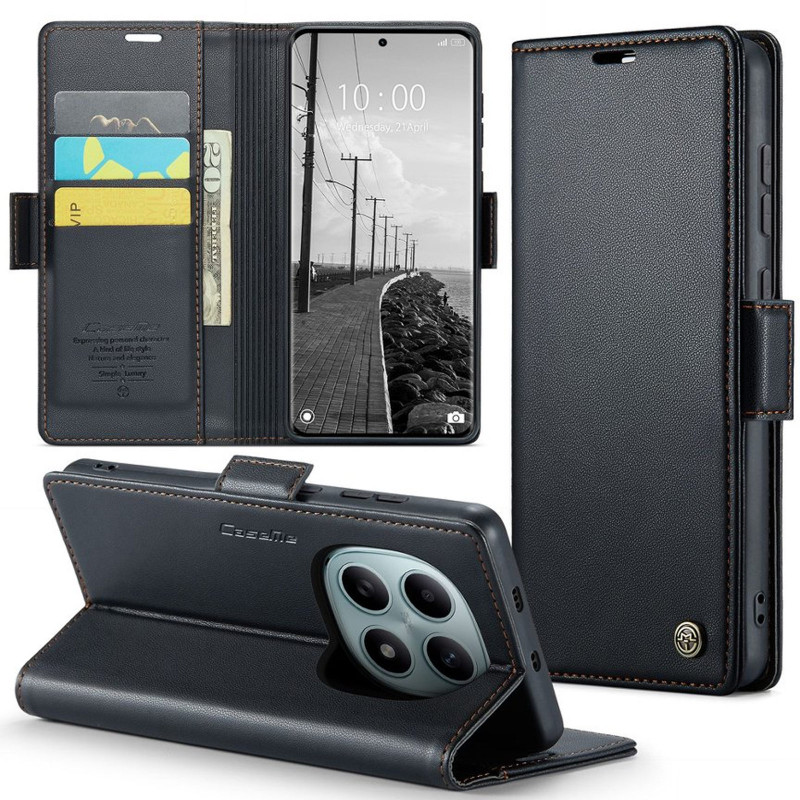Кожаный чехол-книжка CaseMe Nappa leather для Xiaomi Redmi Note 15 4G/5G (EU) / Poco M8 5G (Black) в магазине vchehle.ua