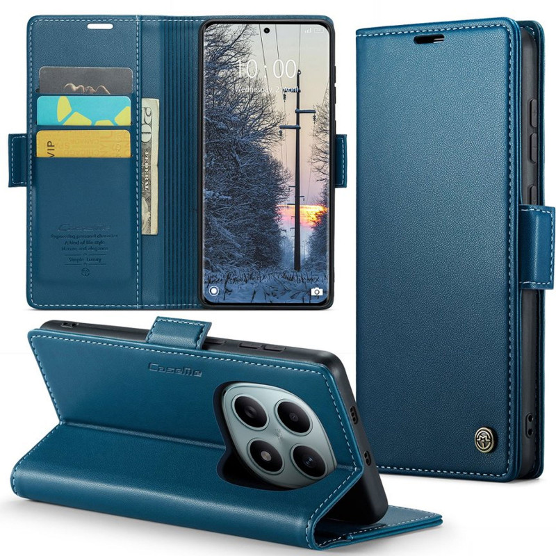 Кожаный чехол-книжка CaseMe Nappa leather для Xiaomi Redmi Note 15 4G/5G (EU) / Poco M8 5G (Blue) в магазине vchehle.ua