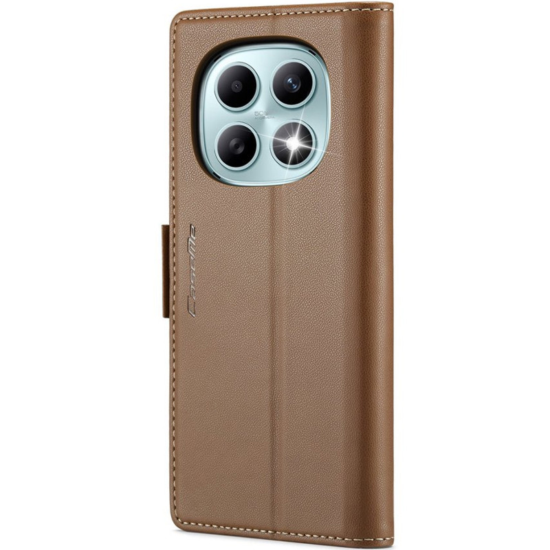 Фото Кожаный чехол-книжка CaseMe Nappa leather для Xiaomi Redmi Note 15 4G/5G (EU) / Poco M8 5G (Brown) на vchehle.ua