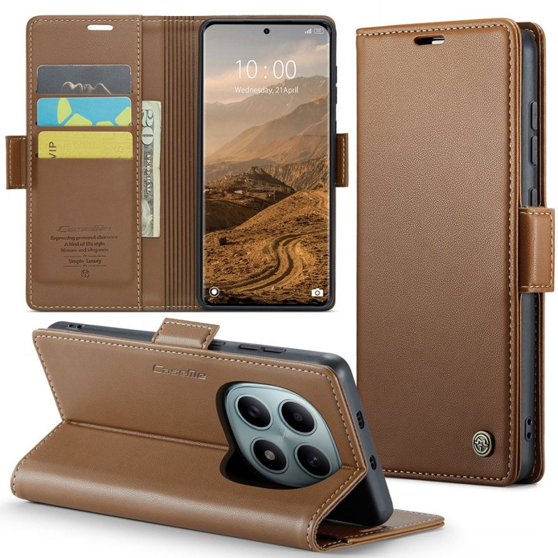 Кожаный чехол-книжка CaseMe Nappa leather для Xiaomi Redmi Note 15 4G/5G (EU) / Poco M8 5G (Brown) в магазине vchehle.ua