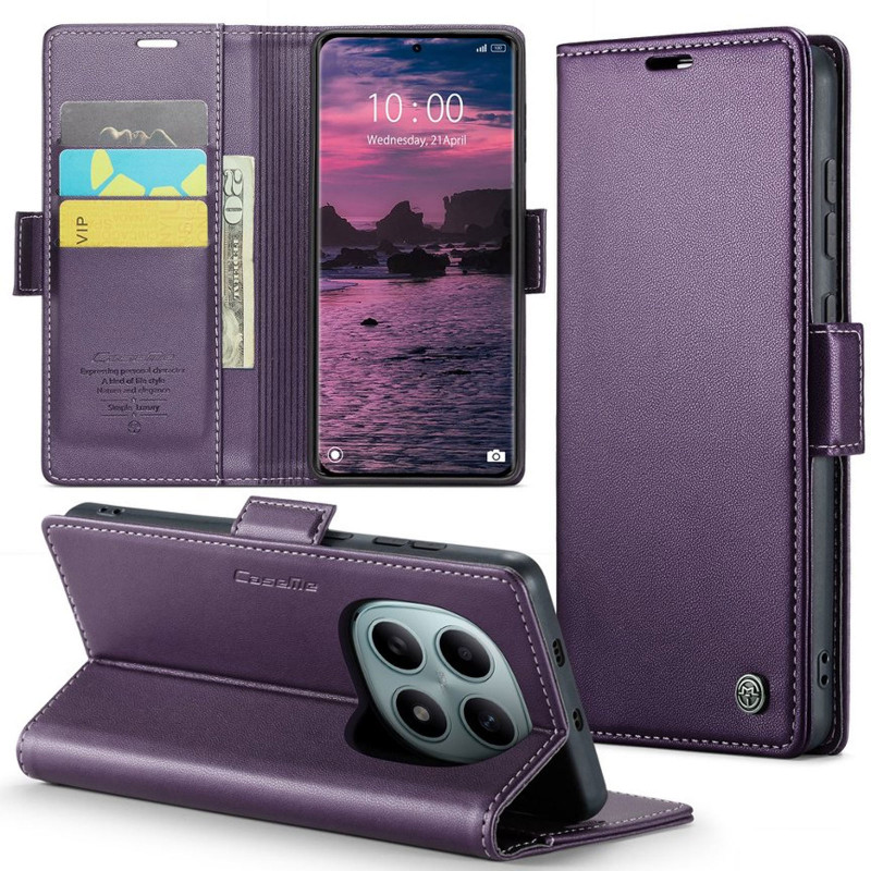 Кожаный чехол-книжка CaseMe Nappa leather для Xiaomi Redmi Note 15 4G/5G (EU) / Poco M8 5G (Purple) в магазине vchehle.ua