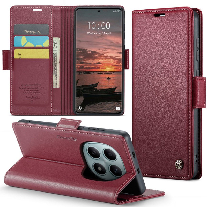 Кожаный чехол-книжка CaseMe Nappa leather для Xiaomi Redmi Note 15 4G/5G (EU) / Poco M8 5G (Red) в магазине vchehle.ua