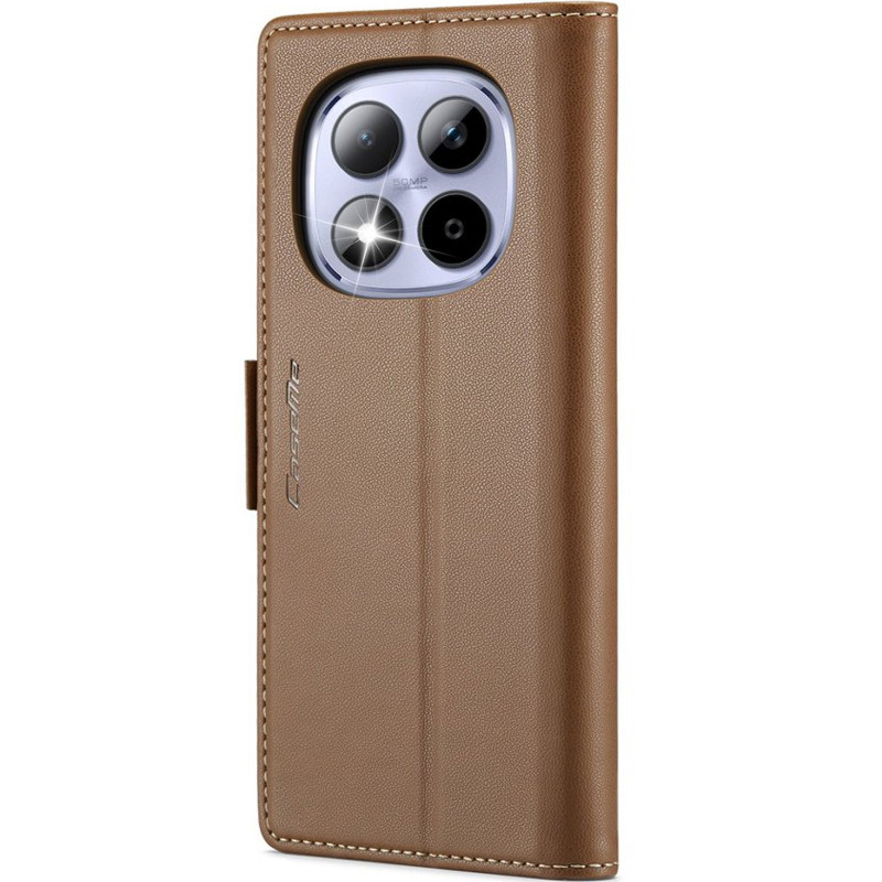 Фото Шкіряний чохол-книжка CaseMe Nappa leather на Xiaomi Redmi Note 15 Pro 4G (Brown) на vchehle.ua