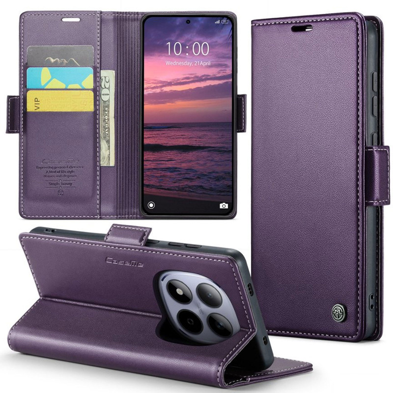 Шкіряний чохол-книжка CaseMe Nappa leather на Xiaomi Redmi Note 15 Pro 4G (Purple) в магазині vchehle.ua