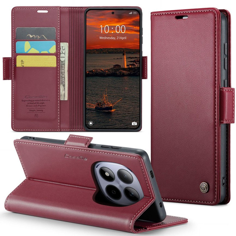 Шкіряний чохол-книжка CaseMe Nappa leather на Xiaomi Redmi Note 15 Pro 4G (Red) в магазині vchehle.ua