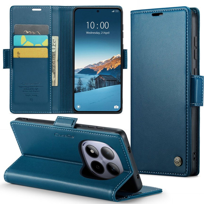 Кожаный чехол-книжка CaseMe Nappa leather для Xiaomi Redmi Note 15 Pro 5G (Blue) в магазине vchehle.ua