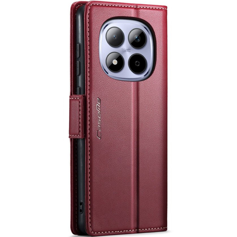 Фото Кожаный чехол-книжка CaseMe Nappa leather для Xiaomi Redmi Note 15 Pro+ 5G / Poco M8 Pro 5G (Red) на vchehle.ua