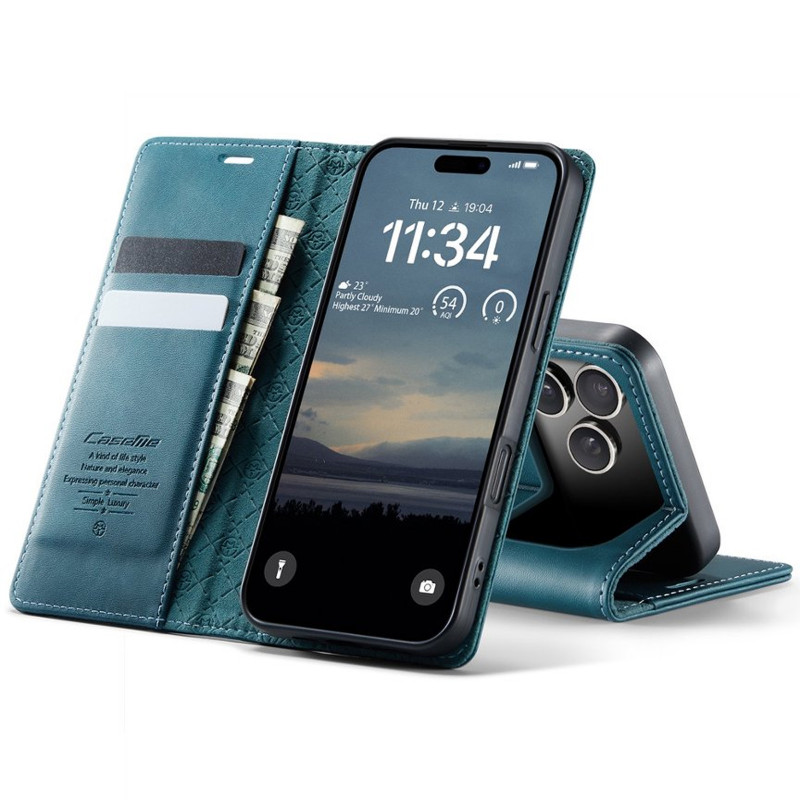 Кожаный чехол-книжка CaseMe Velvet Matte для Apple iPhone 17 Pro / 18 Pro (6.3") (Green) в магазине vchehle.ua