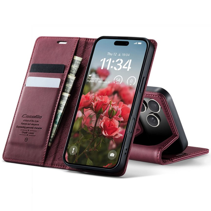 Кожаный чехол-книжка CaseMe Velvet Matte для Apple iPhone 17 Pro / 18 Pro (6.3") (Red) в магазине vchehle.ua