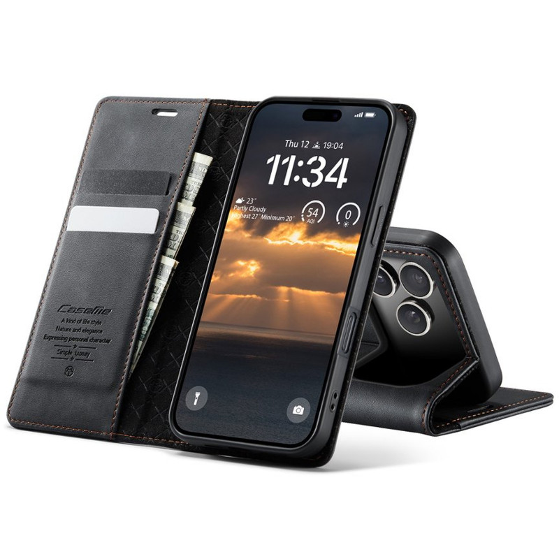 Кожаный чехол-книжка CaseMe Velvet Matte для Apple iPhone 17 Pro Max / 18 Pro Max (6.9") (Black) в магазине vchehle.ua