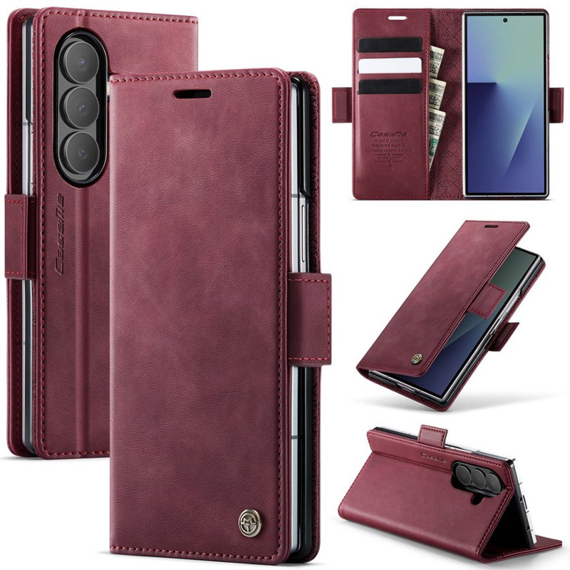 Кожаный чехол-книжка CaseMe Velvet Matte для Samsung Galaxy Z Fold7 (Red) в магазине vchehle.ua