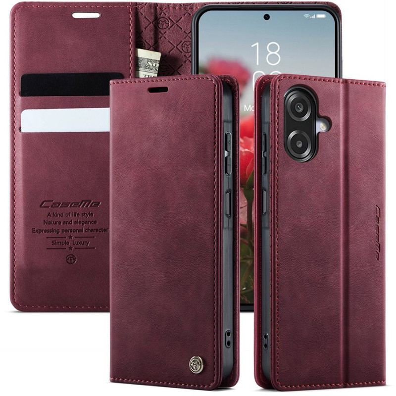 Фото Шкіряний чохол-книжка CaseMe Velvet Matte для Samsung Galaxy A07 4G / A08 / A06 (Red) в маназині vchehle.ua
