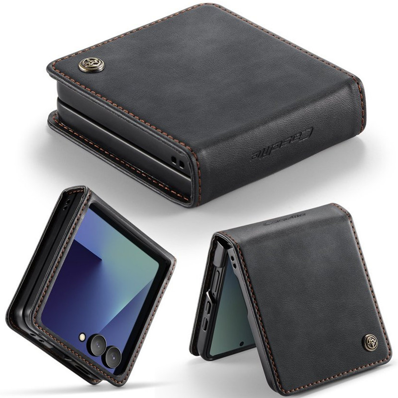 Фото Кожаный чехол-книжка CaseMe Velvet Matte для Samsung Galaxy Z Flip8 (Black) в магазине vchehle.ua