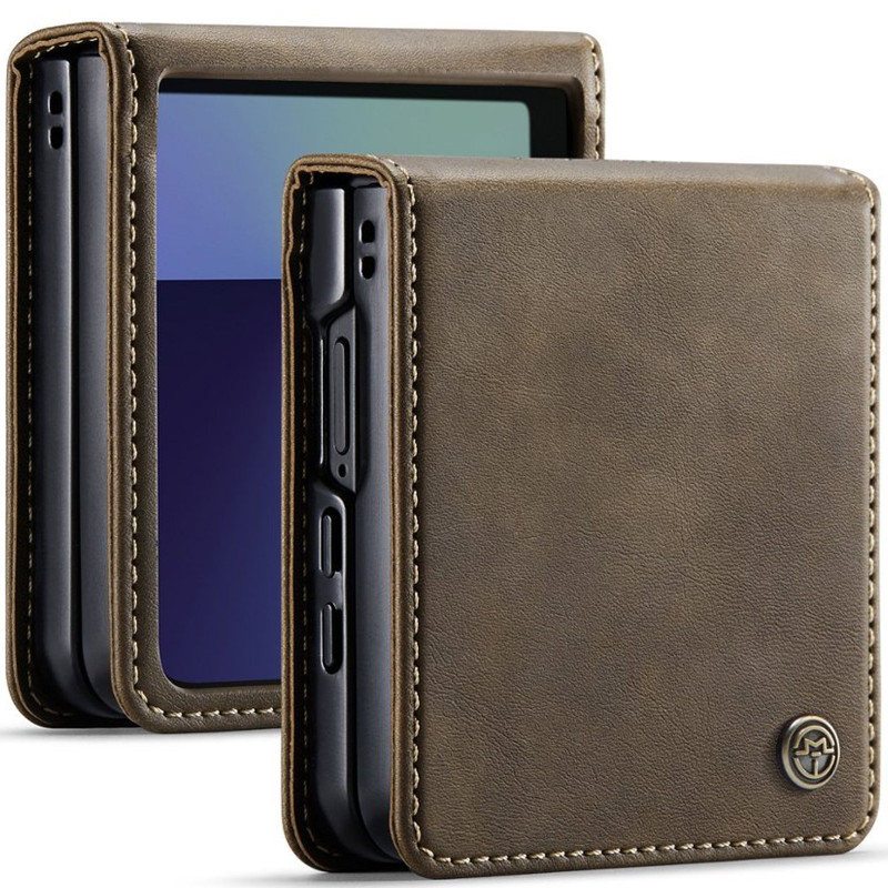 Фото Кожаный чехол-книжка CaseMe Velvet Matte для Samsung Galaxy Z Flip8 (Coffee) на vchehle.ua