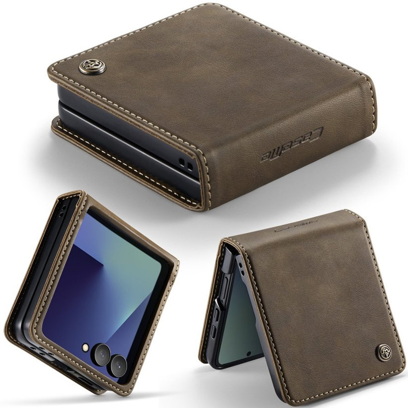 Фото Кожаный чехол-книжка CaseMe Velvet Matte для Samsung Galaxy Z Flip8 (Coffee) в магазине vchehle.ua